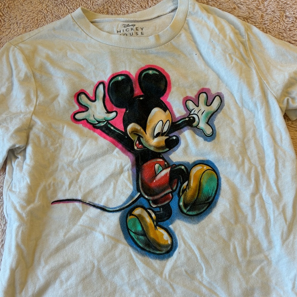 Disney Mickey Mouse Spray Paint T-Shirt - White and Red